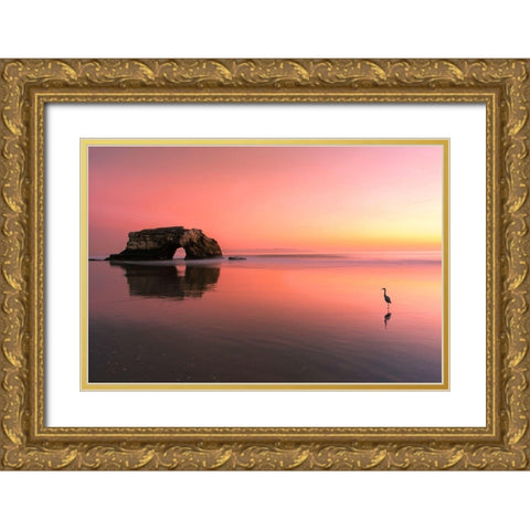 Sunset At The Natural Bridge-2 Gold Ornate Wood Framed Art Print with Double Matting by Li, Rob
