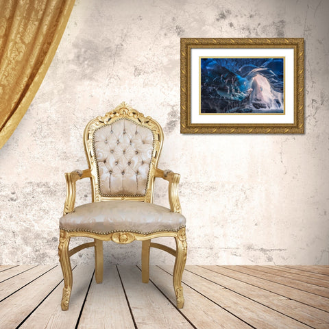 Inside The Blue Cave Gold Ornate Wood Framed Art Print with Double Matting by Joanaduenas