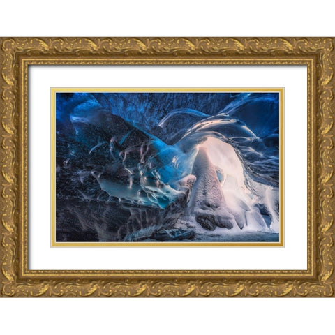 Inside The Blue Cave Gold Ornate Wood Framed Art Print with Double Matting by Joanaduenas