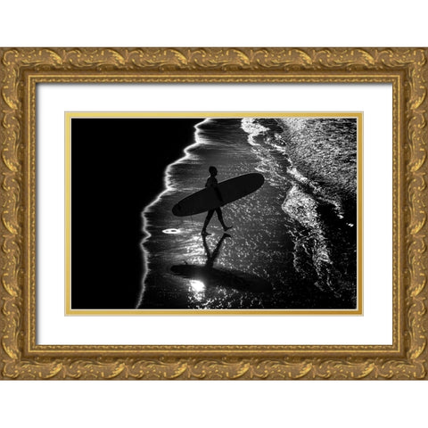 Surf 9 Gold Ornate Wood Framed Art Print with Double Matting by Della Latta, Massimo
