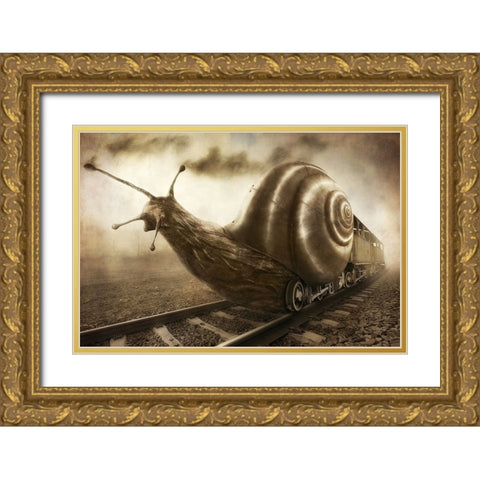 Snail Mail Gold Ornate Wood Framed Art Print with Double Matting by Kiciak, Christophe