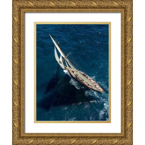 Team In Race Gold Ornate Wood Framed Art Print with Double Matting by Pelissier, Marc