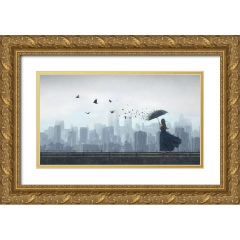 Fly Away Gold Ornate Wood Framed Art Print with Double Matting by F, Terry