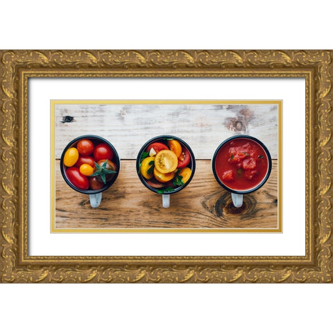 Foodprocess 2- Homemade Tomato Sauce Gold Ornate Wood Framed Art Print with Double Matting by Karina, Aleksandrova