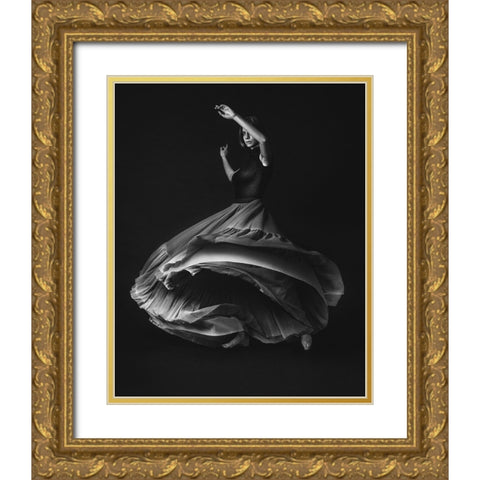 The Poetry Of Grey Gold Ornate Wood Framed Art Print with Double Matting by Tautzenberger, Bettina