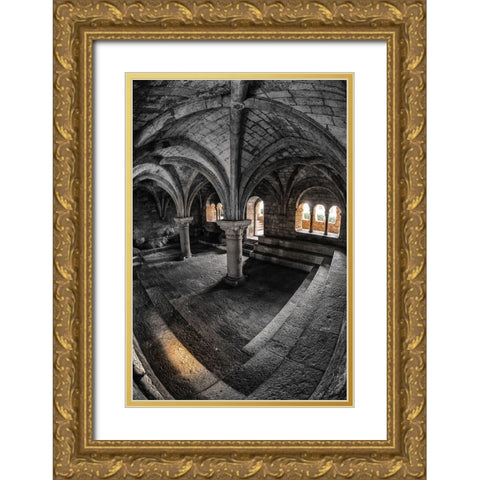 Le Cloitre Gold Ornate Wood Framed Art Print with Double Matting by Pelissier, Marc