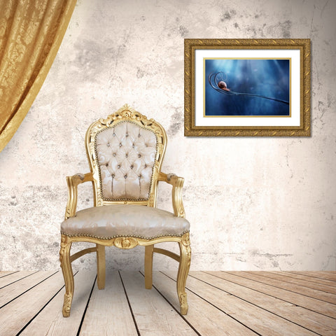 Beautifull Snail Gold Ornate Wood Framed Art Print with Double Matting by Almustaqim, Dede