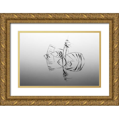 Qangelfishesq Gold Ornate Wood Framed Art Print with Double Matting by Wester, Siv