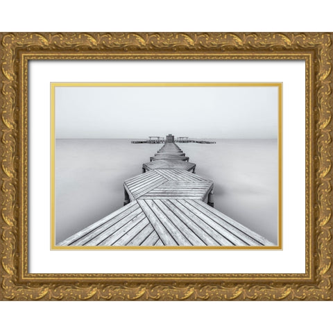 The Pier Gold Ornate Wood Framed Art Print with Double Matting by Garci, Xavier