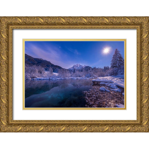 Zelenci Springs Gold Ornate Wood Framed Art Print with Double Matting by Krivec, Ales