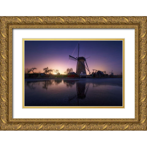 Kinderdijk 1 Gold Ornate Wood Framed Art Print with Double Matting by Pablo De, Juan