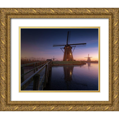 Kinderdijk 2 Gold Ornate Wood Framed Art Print with Double Matting by Pablo De, Juan