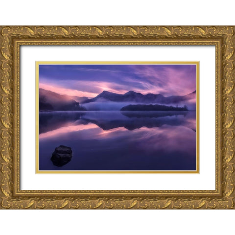 Dawn In Urkulu Gold Ornate Wood Framed Art Print with Double Matting by Osuna, Fran