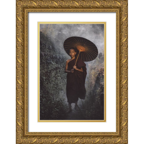 No.11 Gold Ornate Wood Framed Art Print with Double Matting by M, Adirek