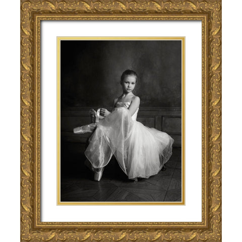 The Little Ballet Dancer Gold Ornate Wood Framed Art Print with Double Matting by Ivanova, Victoria