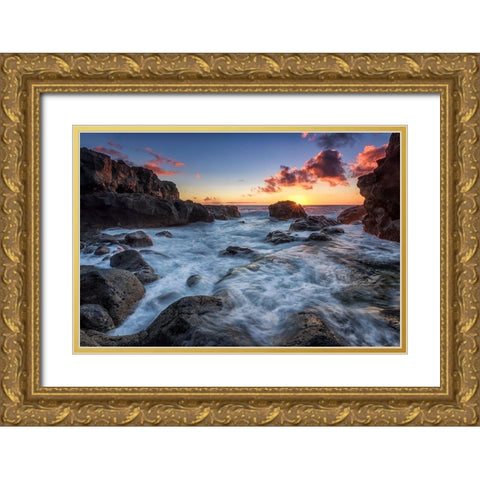 Sunstars Rocks Gold Ornate Wood Framed Art Print with Double Matting by Pascual, Miguel