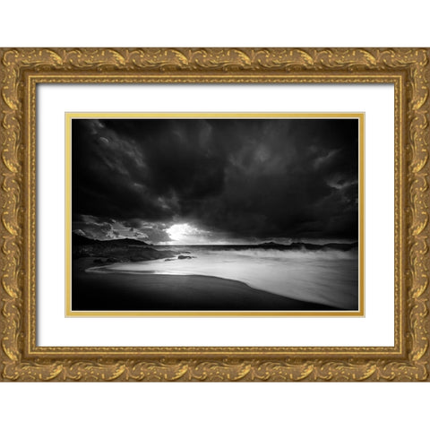 Storm Lights Gold Ornate Wood Framed Art Print with Double Matting by Pascual Buye, Santiago