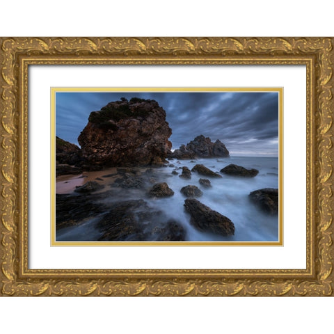 By The Sea Gold Ornate Wood Framed Art Print with Double Matting by Zhang, Joshua