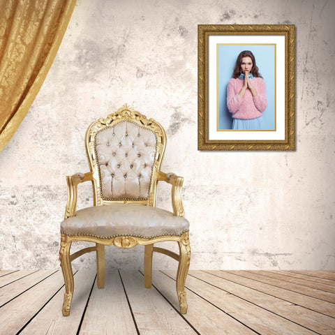 Olya Gold Ornate Wood Framed Art Print with Double Matting by Leshchenko, Dmitry