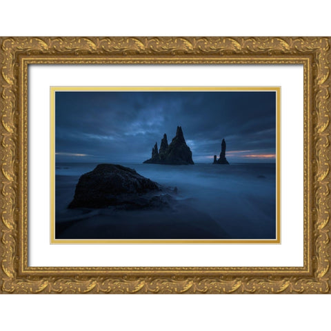 Reynisdrangar 2 Gold Ornate Wood Framed Art Print with Double Matting by Pablo De, Juan