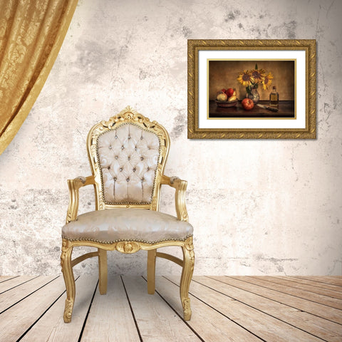 Girasoles En La Cocina... Gold Ornate Wood Framed Art Print with Double Matting by Luis Seco, Juan