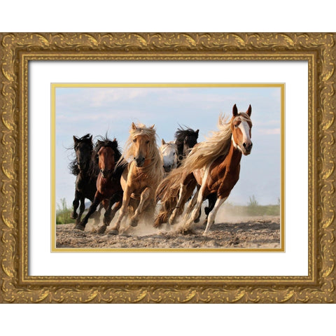 Lucky Six Gold Ornate Wood Framed Art Print with Double Matting by Wong, Adam