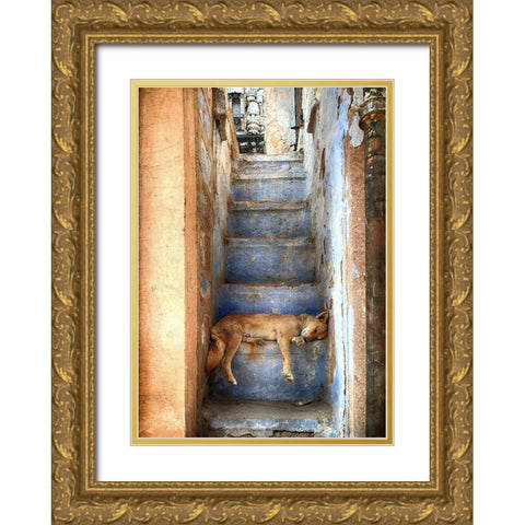 Nap Time Gold Ornate Wood Framed Art Print with Double Matting by Labagnara, Roxana