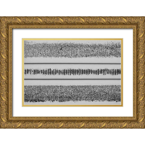 Railroad Gold Ornate Wood Framed Art Print with Double Matting by Wang, Jian