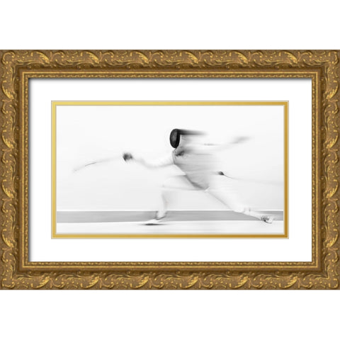 Fencing Gold Ornate Wood Framed Art Print with Double Matting by Deng, Larry