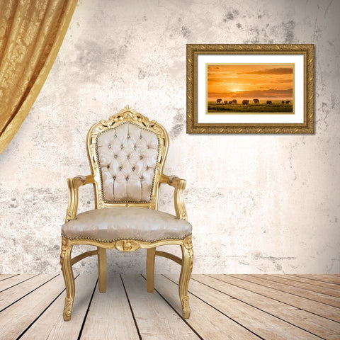 Golden Africa Gold Ornate Wood Framed Art Print with Double Matting by J. Chen, John