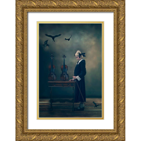 Story Gold Ornate Wood Framed Art Print with Double Matting by Cwikla, Ewa