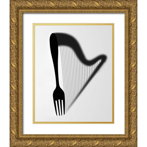 Harp Gold Ornate Wood Framed Art Print with Double Matting by Matsumura, Naoki