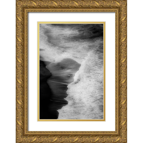 Trying To Surf Gold Ornate Wood Framed Art Print with Double Matting by Azevedo, Olavo