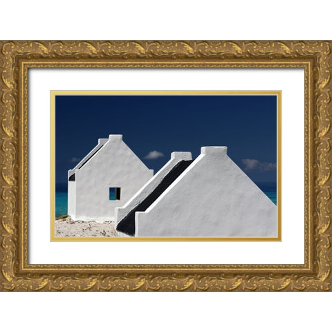 Bonaire Slaves Huts Gold Ornate Wood Framed Art Print with Double Matting by Hawerkamp, Hans-Wolfgang