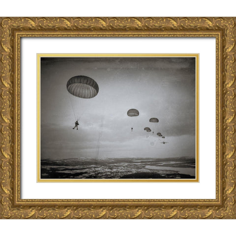 Airborne#4 In The Air Gold Ornate Wood Framed Art Print with Double Matting by Van Hoecke, Martin