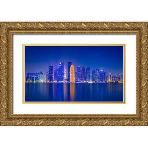 Urban Illusion Gold Ornate Wood Framed Art Print with Double Matting by Zheng, Michael