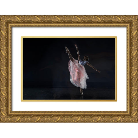 Dancer Gold Ornate Wood Framed Art Print with Double Matting by Zhang, Libby