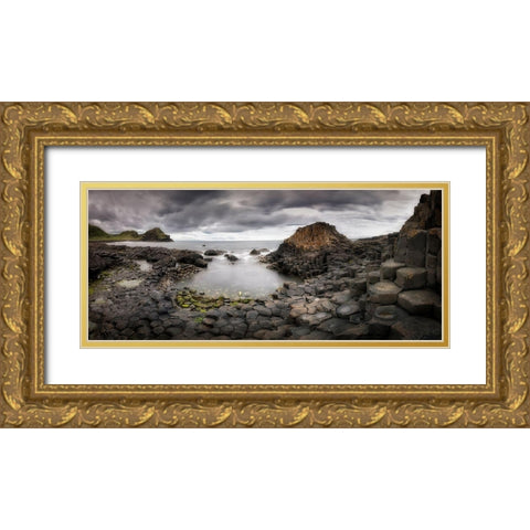 The Giants Causeway Gold Ornate Wood Framed Art Print with Double Matting by Romero Angueira, Yolanda
