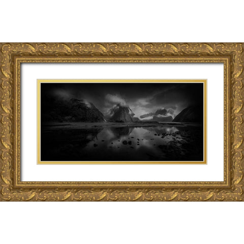 Milford Sound Gold Ornate Wood Framed Art Print with Double Matting by Graeme