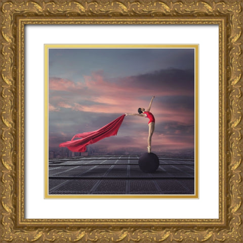 Into The Horizon Gold Ornate Wood Framed Art Print with Double Matting by Hardibudi