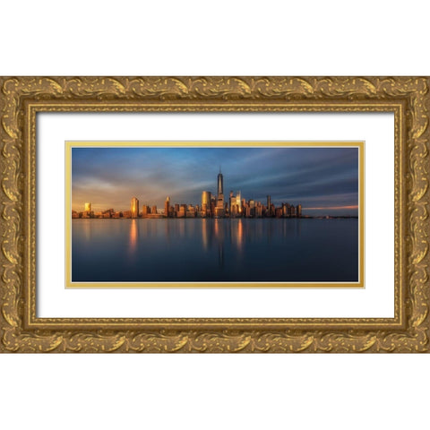 Blue Gold Ornate Wood Framed Art Print with Double Matting by Martin Castan, David