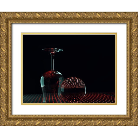 Shapes In Red Gold Ornate Wood Framed Art Print with Double Matting by Westum, Heidi