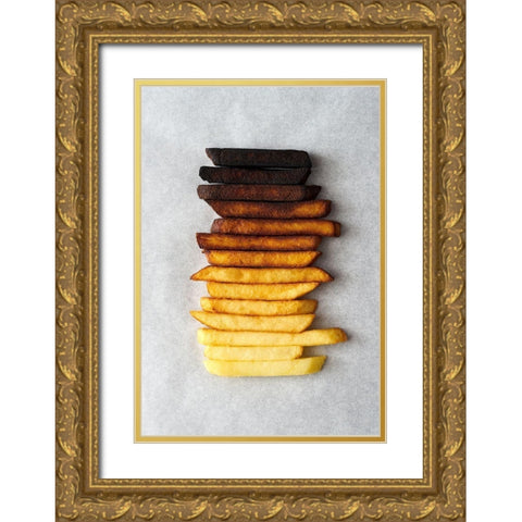 Potato Gradient Gold Ornate Wood Framed Art Print with Double Matting by Karina, Aleksandrova