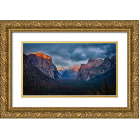 The Yin And Yang Of Yosemite Gold Ornate Wood Framed Art Print with Double Matting by Zheng, Michael