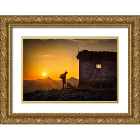 The Vigilant Goes On Gold Ornate Wood Framed Art Print with Double Matting by PIXELECTA, Juan