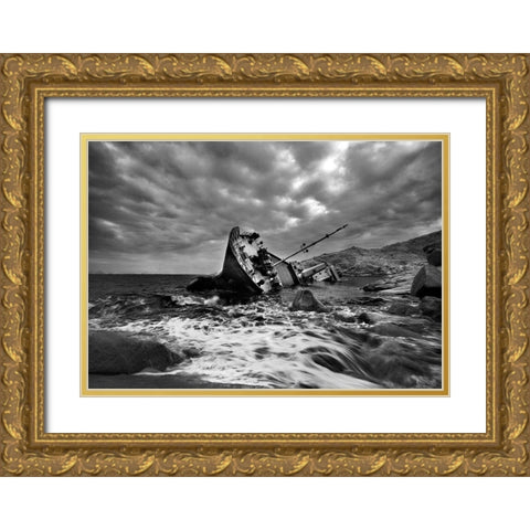 Capsized Gold Ornate Wood Framed Art Print with Double Matting by Wong, Adam