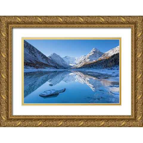 Akkem Lake Gold Ornate Wood Framed Art Print with Double Matting by Aristov, Stanislav