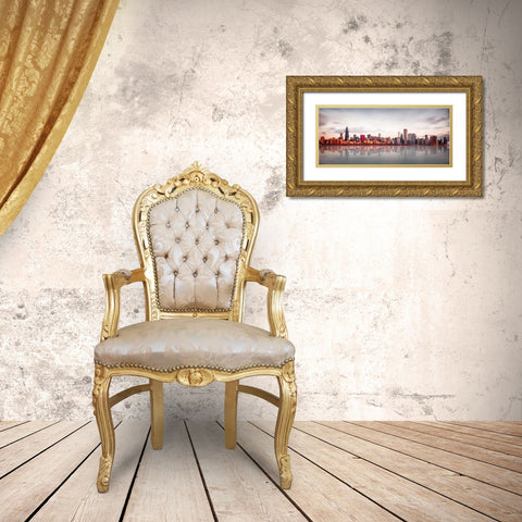 Sunrise At Chicago Gold Ornate Wood Framed Art Print with Double Matting by Kopczynski, Marcin