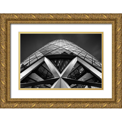 Zigzag (The  Gherkin) Gold Ornate Wood Framed Art Print with Double Matting by Thabet, Ahmed
