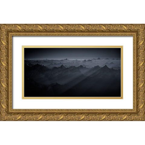 Sunrise Over The Karakoram Gold Ornate Wood Framed Art Print with Double Matting by Van Hoecke, Martin